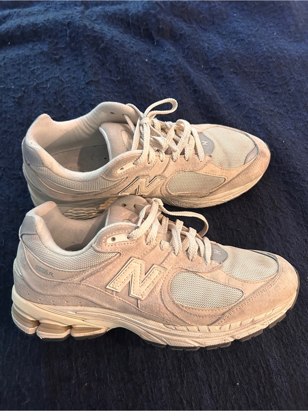 New Balance 2002R Cream White Suede Mesh Sneakers